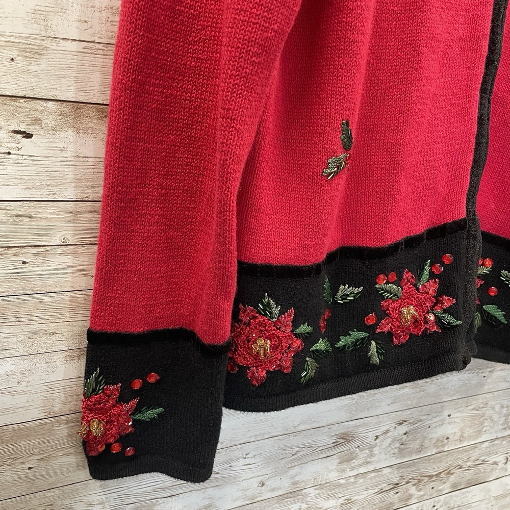 Tiara International Womens M Christmas Sweater Red‎ Zip Christmas Collection - Picture 5 of 10